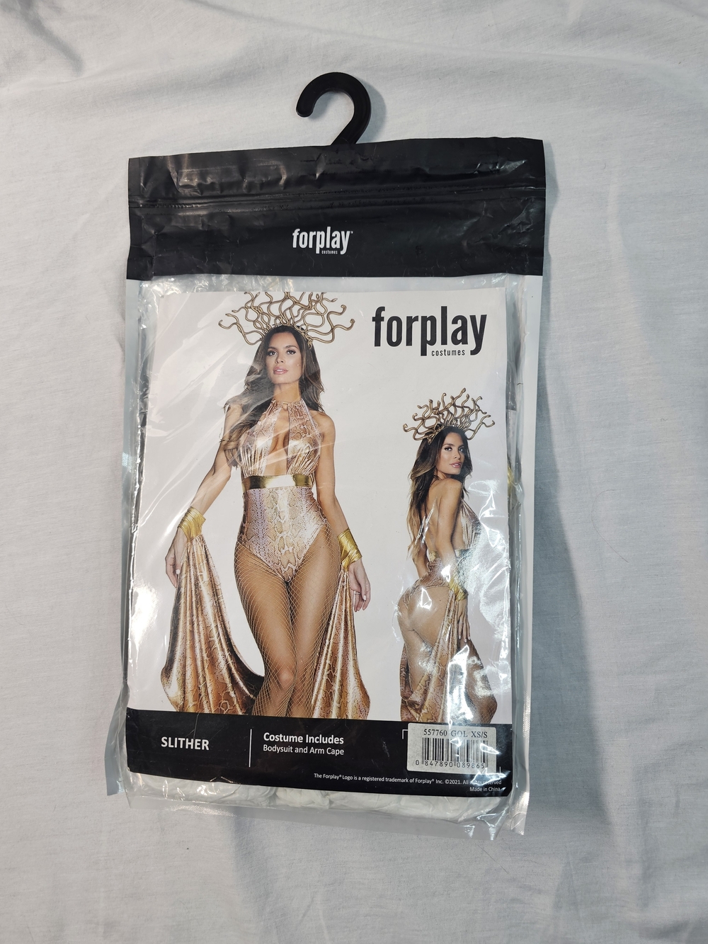 Forplay Gold Slither Bodysuit & Arm Cape Costume